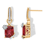 D'Joy Lab Grown Padparadscha-Saphir, Weißer Zirkon Ohrringe 925 Silber Rhodiniert und 750 Gelbgold Vermeil ca. 7,02 ct.