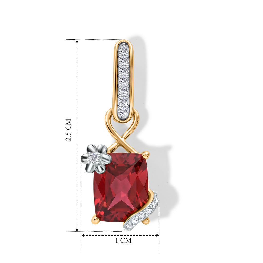 D'Joy Lab Grown Padparadscha-Saphir, Weißer Zirkon Ohrringe 925 Silber Rhodiniert und 750 Gelbgold Vermeil ca. 7,02 ct.