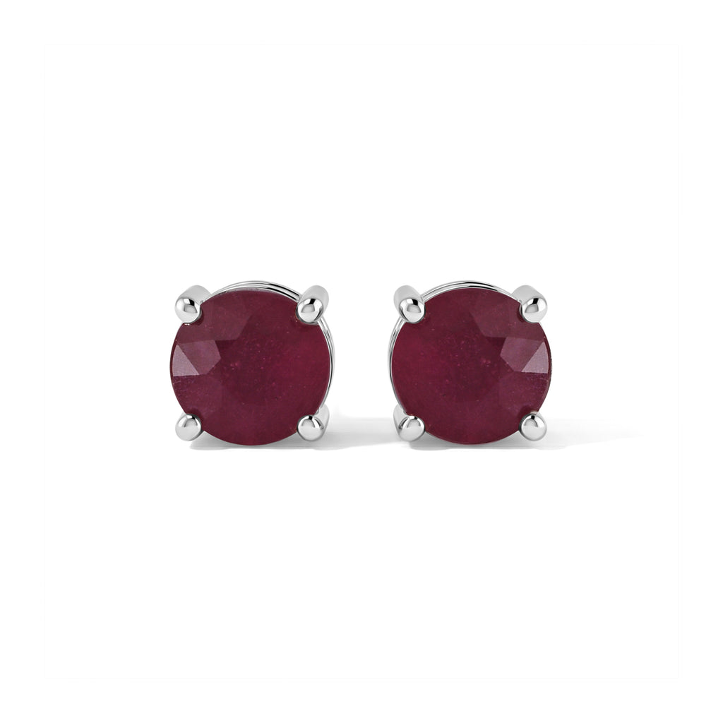 D'Joy Afrikanischer Rubin (Fissure gefüllt) Ohrringe 925 Silber Rhodiniert ca. 1,36 ct.