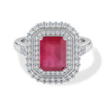 D'Joy Afrikanischer Rubin (Fissure gefüllt), Weißer Zirkon Ring 925 Silber Rhodiniert (Größe 19.00) ca. 4,52 ct