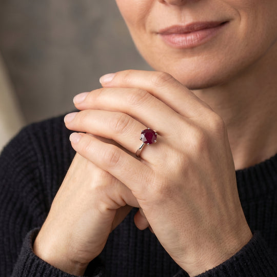 D'Joy Afrikanischer Rubin (Fissure gefüllt) Ring 925 Silber Rhodiniert (Größe 18.00) (10-15 Werktage Lieferzeit) ca. 5.58 ct