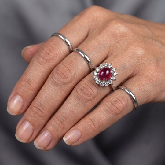 D'Joy AA Afrikanischer Rubin (Fissure gefüllt), Weißer Zirkon Ring 925 Silber Rhodiniert (Größe 21.00) ca. 3,92 ct