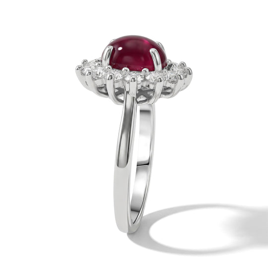 D'Joy AA Afrikanischer Rubin (Fissure gefüllt), Weißer Zirkon Ring 925 Silber Rhodiniert (Größe 21.00) ca. 3,92 ct