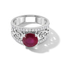 D'Joy Afrikanischer Rubin (Fissure gefüllt), Weißer Zirkon Ring 925 Silber Rhodiniert (Größe 20.00) ca. 3,50 ct