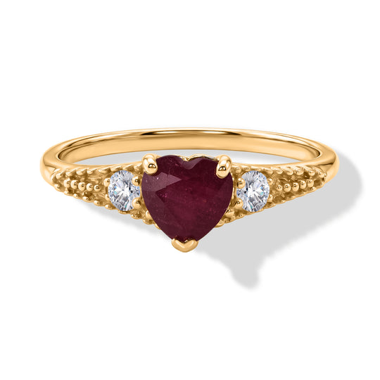 D'Joy Afrikanischer Rubin (Fissure gefüllt), Weißer Zirkon Ring 925 Silber Vergoldet (Größe 18.00) ca. 1,44 ct