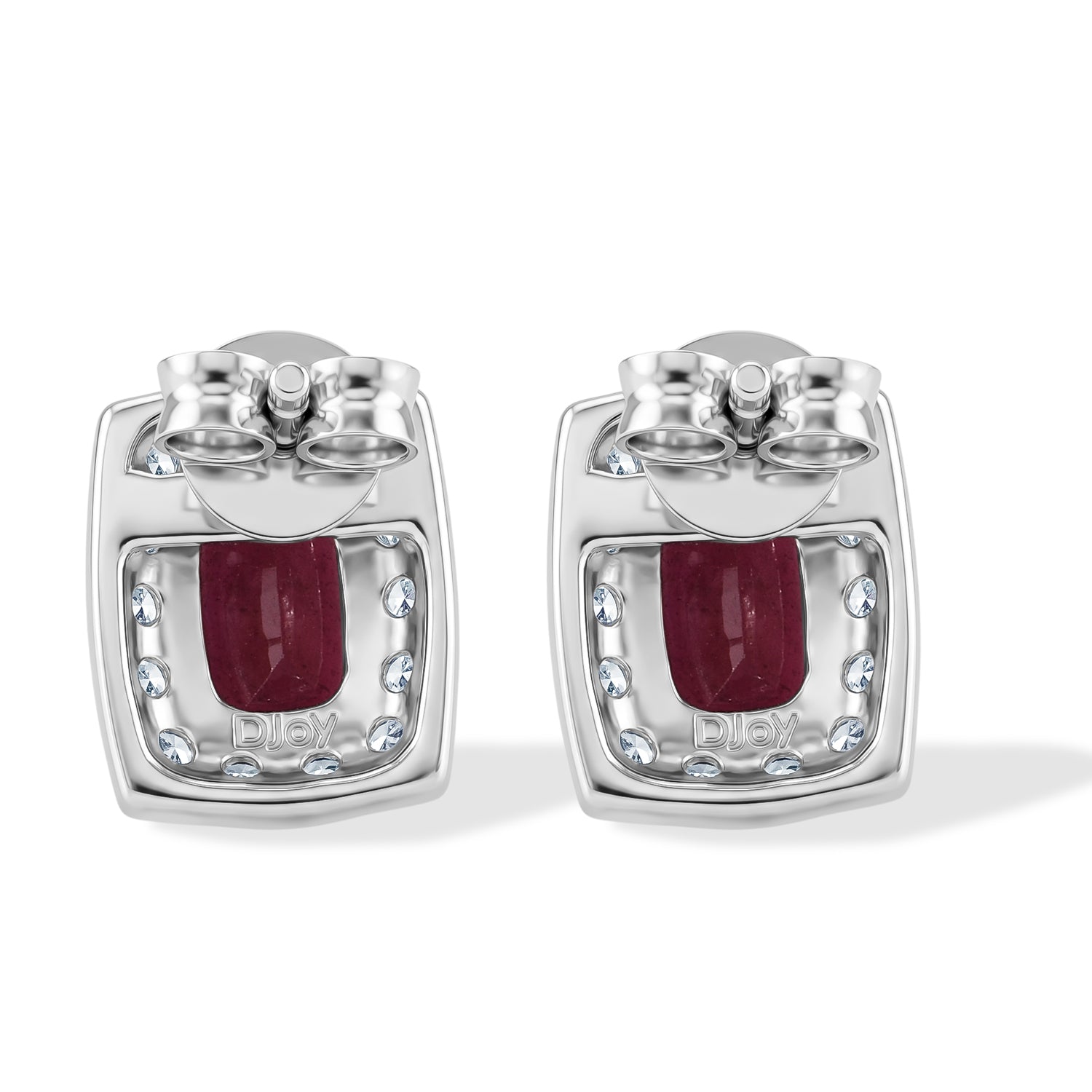D'Joy Afrikanischer Rubin (Fissure gefüllt), Weißer Zirkon Ohrringe 925 Silber Rhodiniert ca. 2.15 ct