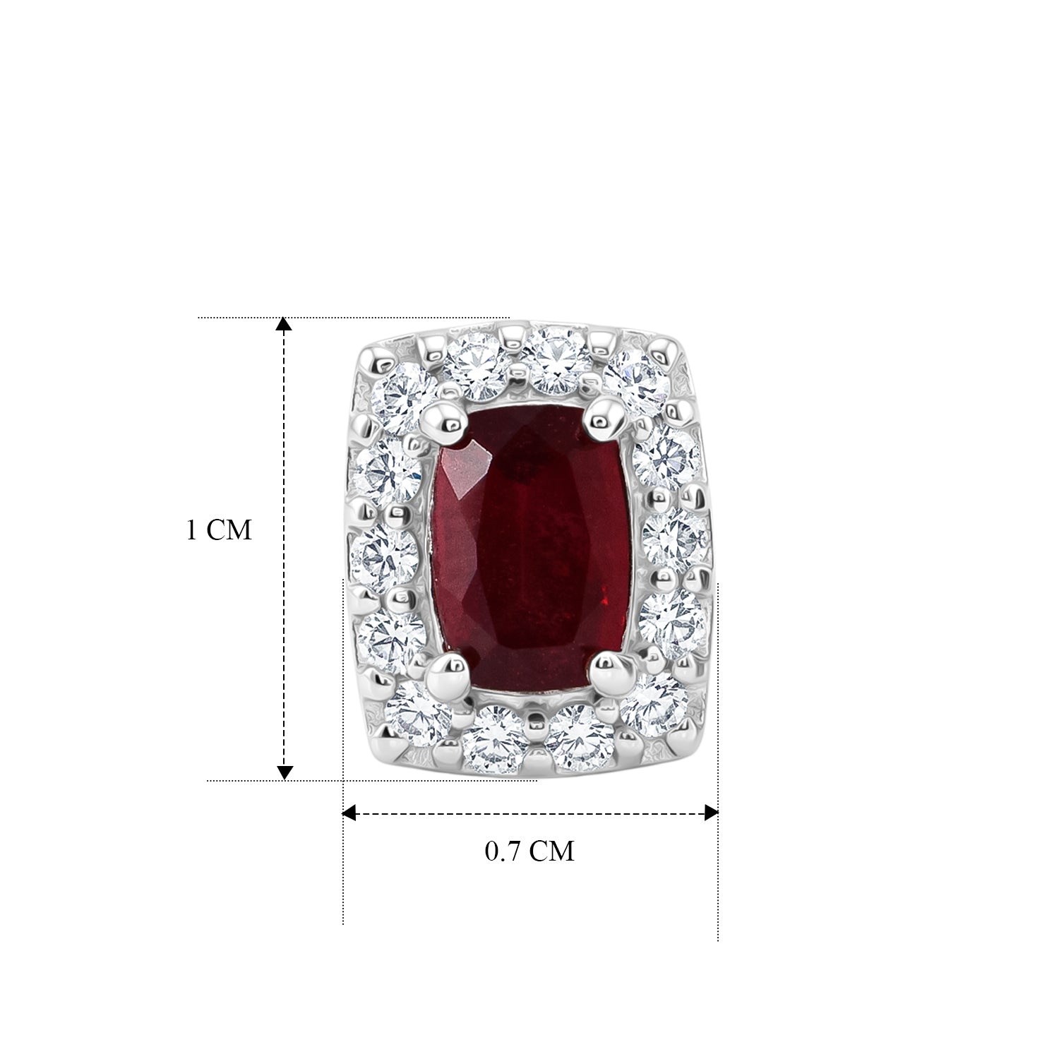 D'Joy Afrikanischer Rubin (Fissure gefüllt), Weißer Zirkon Ohrringe 925 Silber Rhodiniert ca. 2.15 ct