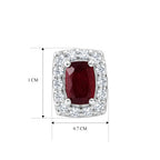 D'Joy Afrikanischer Rubin (Fissure gefüllt), Weißer Zirkon Ohrringe 925 Silber Rhodiniert ca. 2.15 ct
