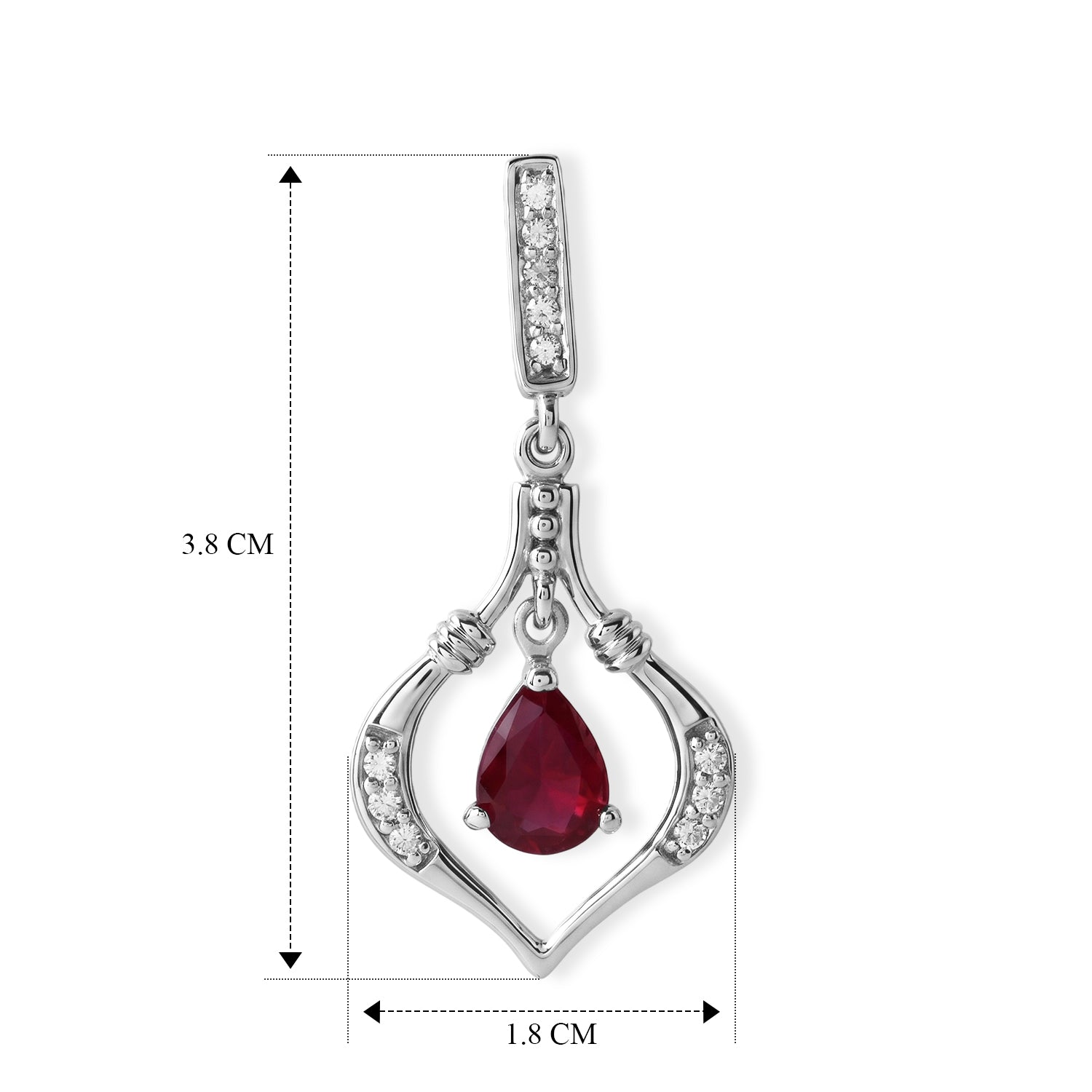 D'Joy Afrikanischer Rubin (Fissure gefüllt), Weißer Zirkon Ohrringe 925 Silber Rhodiniert ca. 3,45 ct.