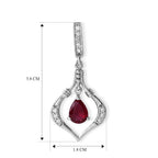 D'Joy Afrikanischer Rubin (Fissure gefüllt), Weißer Zirkon Ohrringe 925 Silber Rhodiniert ca. 3,45 ct.
