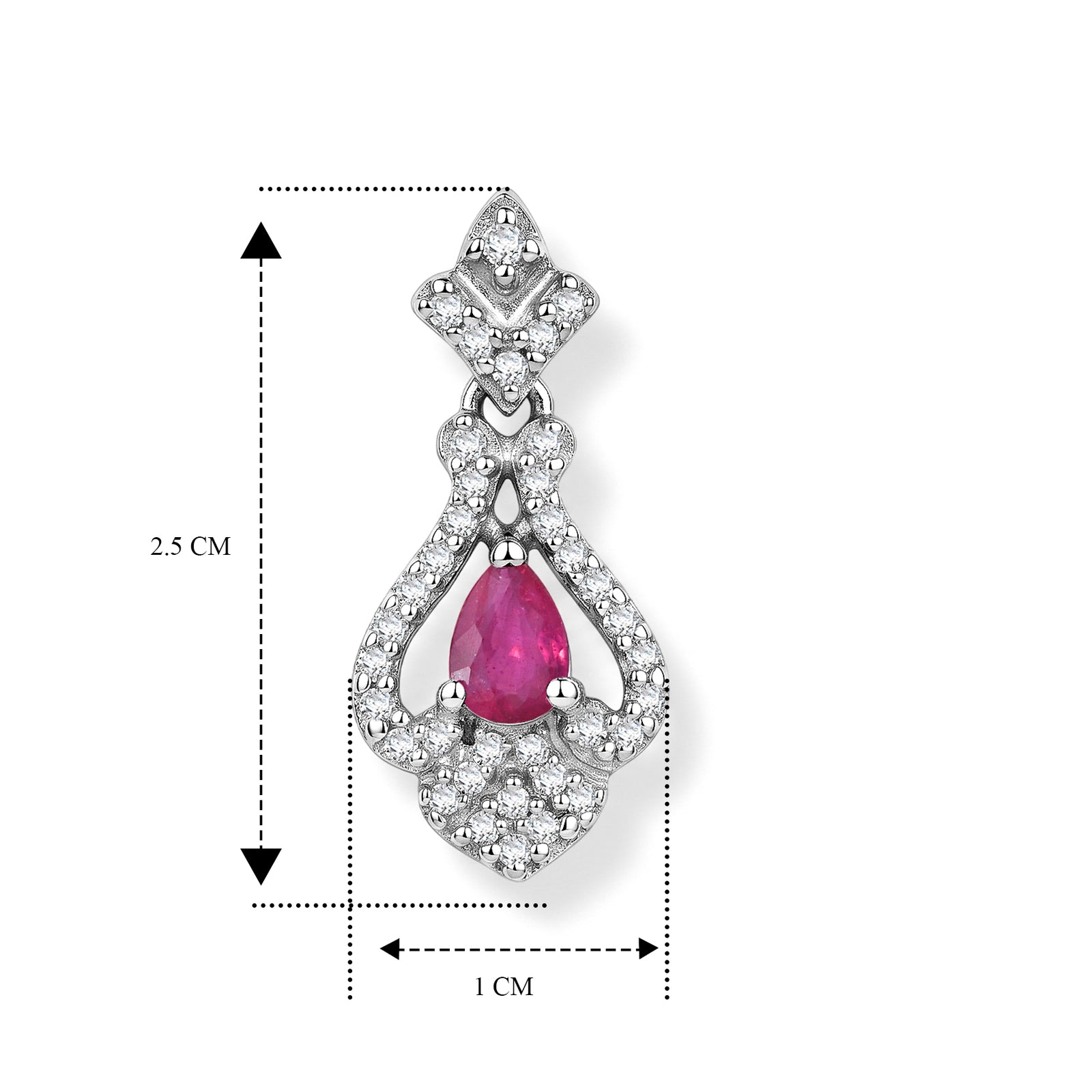 D'Joy Afrikanischer Rubin (Fissure gefüllt), Weißer Zirkon Ohrringe 925 Silber Rhodiniert ca. 1,85 ct.