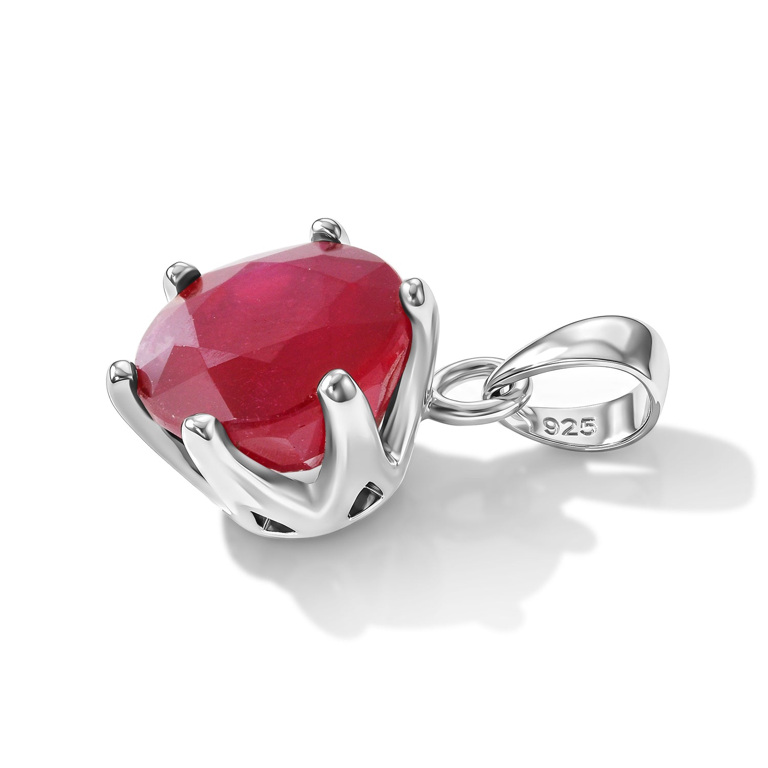 D'Joy Afrikanischer Rubin (Fissure gefüllt) Anhänger 925 Silber Rhodiniert ca. 5.58 ct