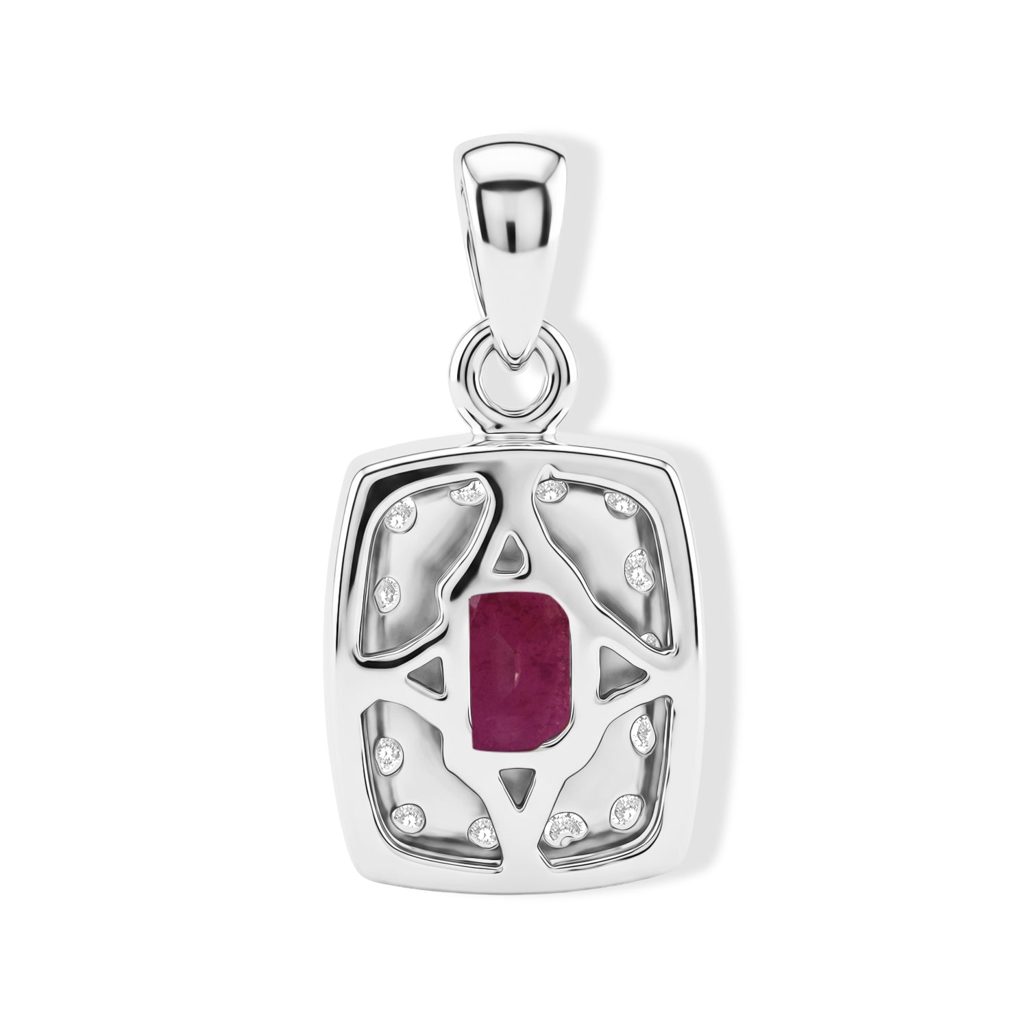 D'Joy Afrikanischer Rubin (Fissure gefüllt), Weißer Zirkon Anhänger 925 Silber Rhodiniert ca. 1,87 ct.