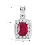 D'Joy Afrikanischer Rubin (Fissure gefüllt), Weißer Zirkon Anhänger 925 Silber Rhodiniert ca. 1,87 ct.