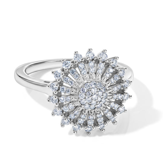 LUXURIANT DIAMOND - Lab Grown Diamant SGL zertifiziert SI-GH Ring 925 Silber 750 Gelbgold vermeil (Größe 17.00) ca. 0,53 ct