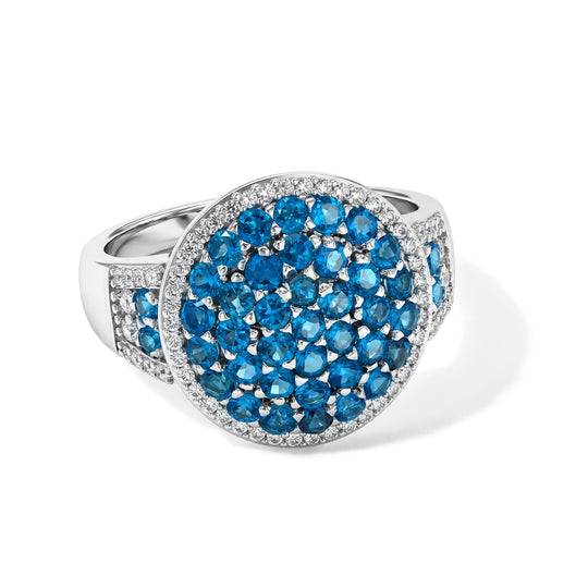 D'Joy Neon Apatit und Zirkon Halo Ring, 925 Silber rhodiniert - 2,30 ct.