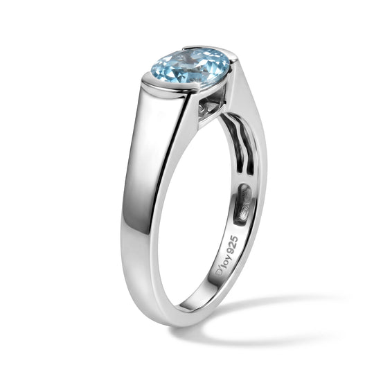 D'Joy AA blauer Zirkon Solitär Ring, 925 Silber rhodiniert - 1,82 ct.
