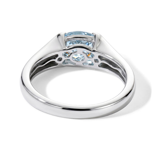 D'Joy AA blauer Zirkon Solitär Ring, 925 Silber rhodiniert - 1,82 ct.