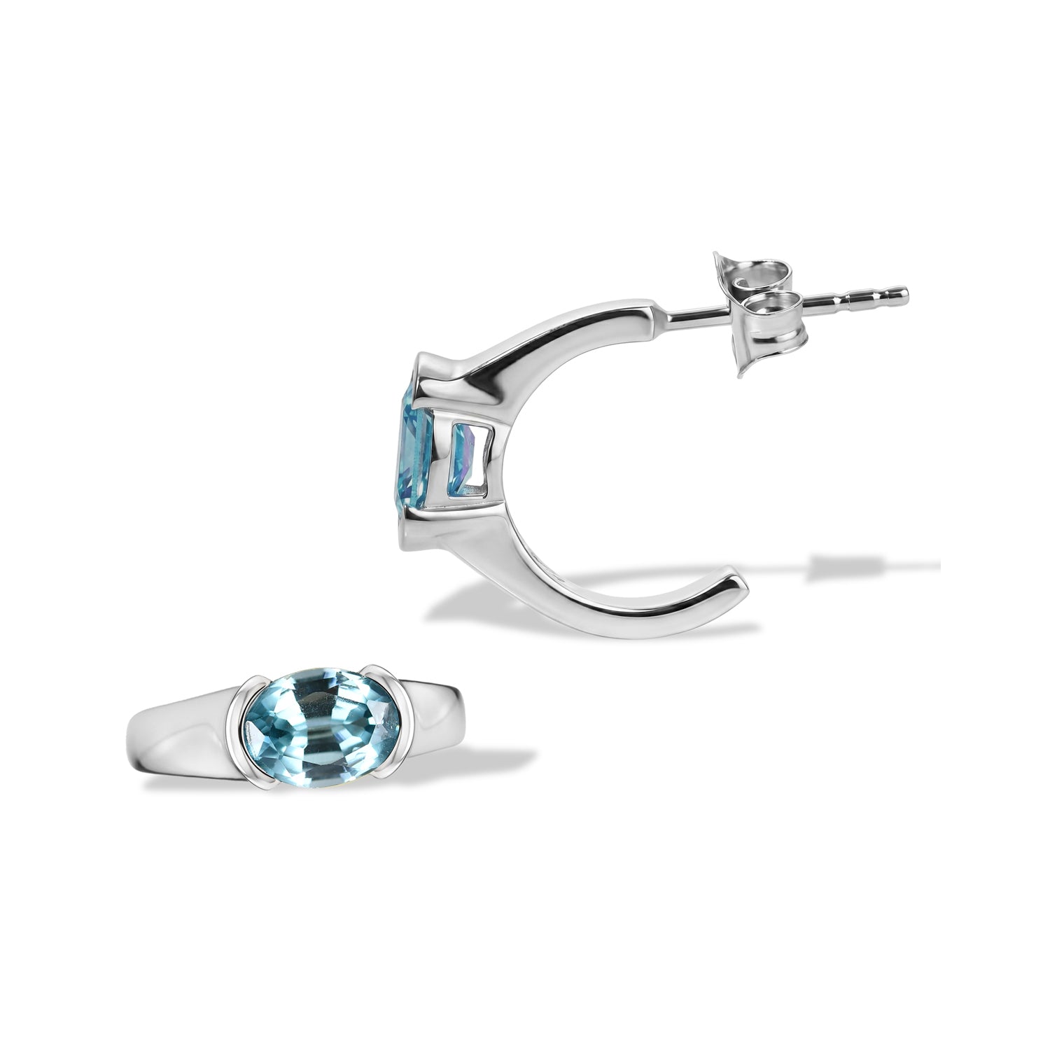 D'Joy AA Blauer Zirkon Ohrringe 925 Silber Rhodiniert ca. 2,38 ct.