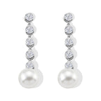 D'Joy Weiße Edison Perle (10-11 mm), Moissanit Ohrringe 925 Silber Rhodiniert