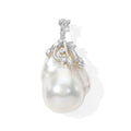 D'Joy Weiße Barockperle, Moissanit Anhänger 925 Silber Vergoldet 0.14 ct