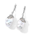 D'Joy Weiße Barockperle (13-16mm) und Moissanit Ohrringe, 925 Silber rhodiniert
