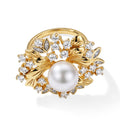 D'Joy Weiße Edison Perle (10-11 mm), Moissanit Ring 925 Silber Vergoldet (Größe 16.00) 1.32 ct