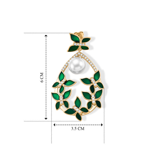 D'Joy Weiße Edison Perle (10-11mm), Moissanit Ohrringe 925 Silber Vergoldet 0.90 ct