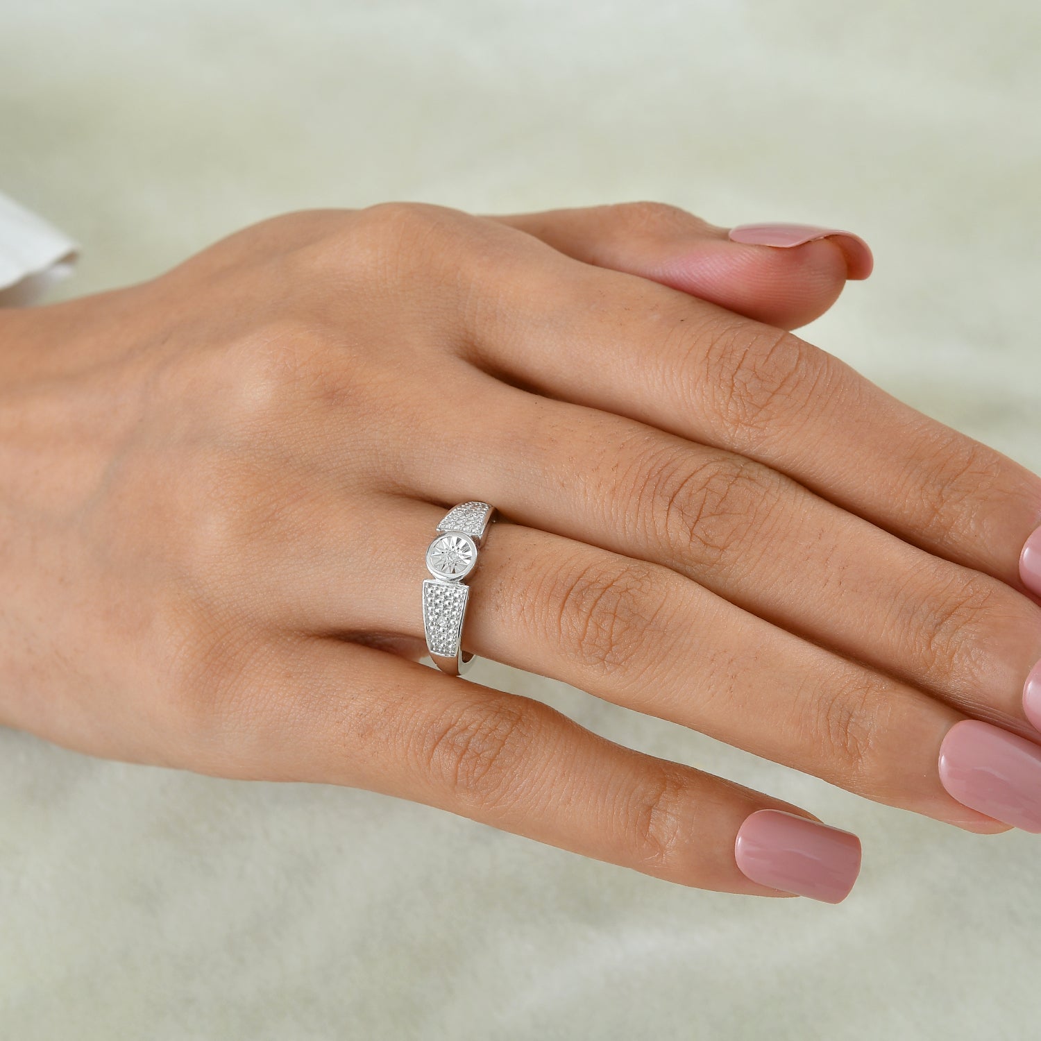 EVER TRUE Weißer Diamant Ring Nickelfreies Messing (Größe 21.00)