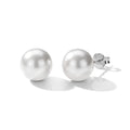 D'Joy weiße Edison Perle (10-11 mm) Solitär Ohrringe, 925 Silber Rhodiniert