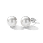 D'Joy weiße Edison Perle (10-11 mm) Solitär Ohrringe, 925 Silber Rhodiniert