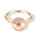 D'Joy Pfirsich Edison Perle (10-11mm) Ring, 925 Silber vergoldet
