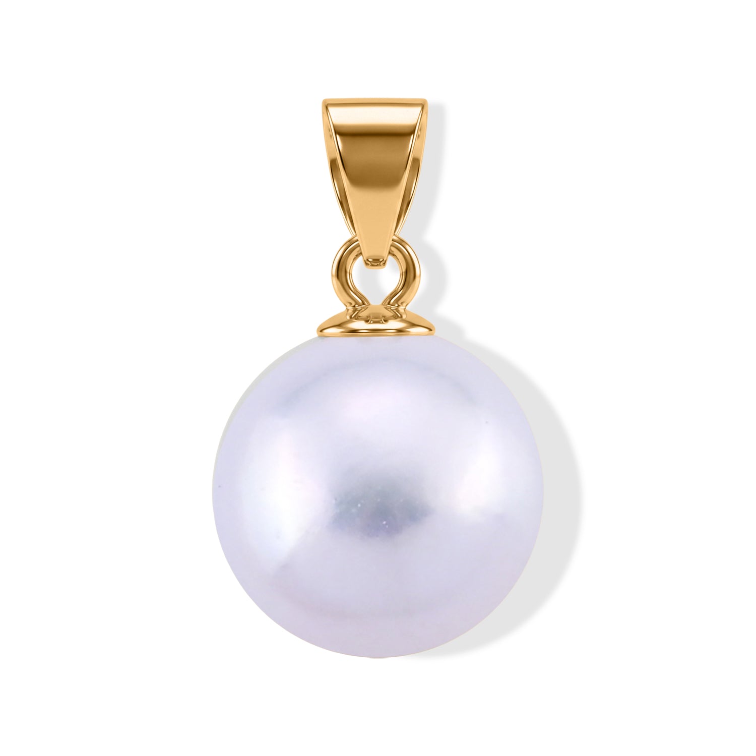 D'Joy weißer Edison Perle (10-11 mm) Solitär Anhänger, 925 Silber vergoldet