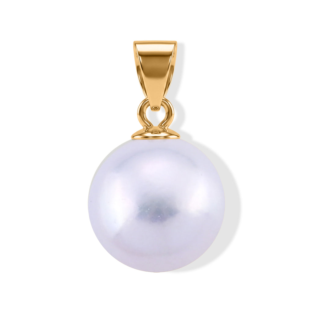 D'Joy Weiße Edison Perle (10-11 mm) Anhänger 925 Silber Vergoldet