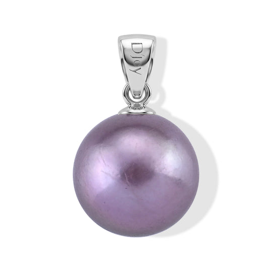 D'Joy Lila Edison Perle (10-11 mm) Solitär Anhänger, 925 Silber rhodiniert