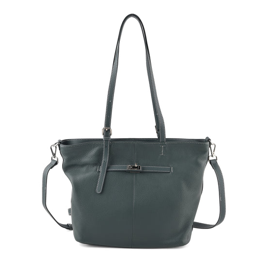 LA MAREY Echtleder-Shopper mit Reißverschlussfächern, 30 x 13 x 27 cm, Burgunderrot