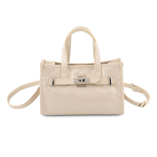LA MAREY Strukturierte Henkeltasche aus echtem Leder, Burugunder, 25x12x18 cm