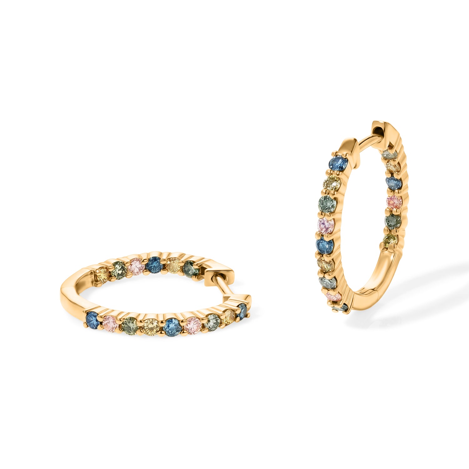 LUXURIANT DIAMOND - Lab Grown Mehrfarbiger Diamant SI Ohrringe 925 Silber 750 Gelbgold vermeil ca. 1.01 ct