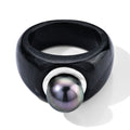 D'Joy Schwarze Jade, Tahiti Perle (9-10mm) (10-15 Werktage Lieferzeit) Ring 925 Silber Rhodiniert (Größe 18.00) (10-15 Werktage Lieferzeit)