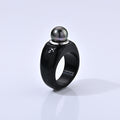 D'Joy Schwarze Jade, Tahiti Perle (9-10mm) (10-15 Werktage Lieferzeit) Ring 925 Silber Rhodiniert (Größe 19.00) (10-15 Werktage Lieferzeit)