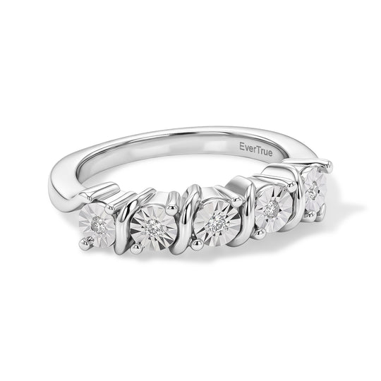 EVER TRUE Weißer Diamant Ring Nickelfreies Messing (Größe 19.00) 0.05 ct