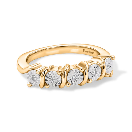 EVER TRUE Weißer Diamant Ring Nickelfreies Messing (Größe 19.00) 0.05 ct