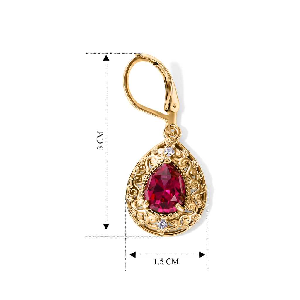 EVER TRUE AAA Lab Grown Rubin, Weißer Zirkon Ohrringe 950 Kupfer ca. 5,08 ct.
