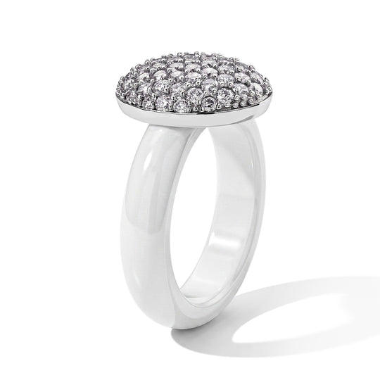 D'Joy weißer Jade und Moissanit Ring, 925 Silber rhodiniert - 12,66 ct.