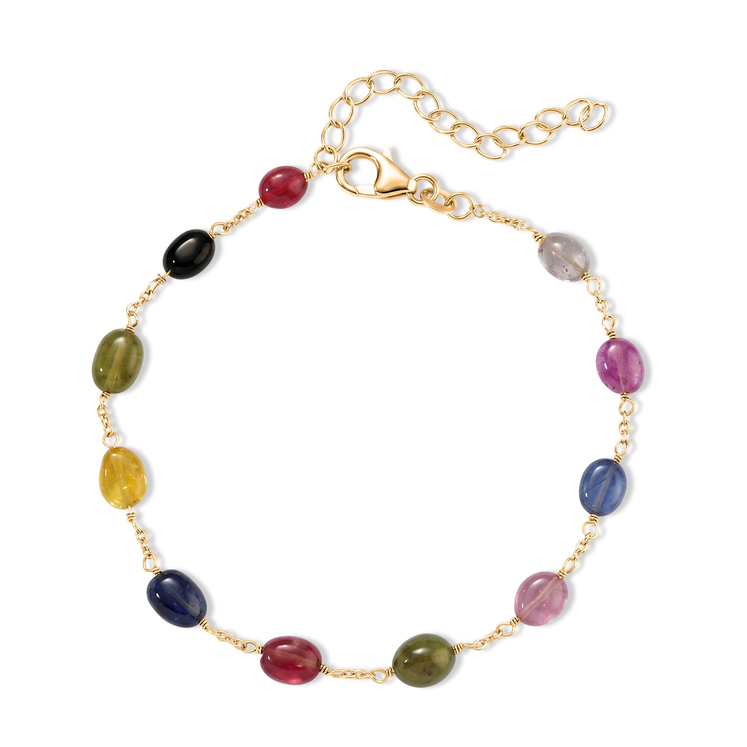 D'Joy AA Mehrfarbig Saphir Armband ca. 19 cm 925 Silber 750 Gelbgold vermeil ca. 18,00 ct.