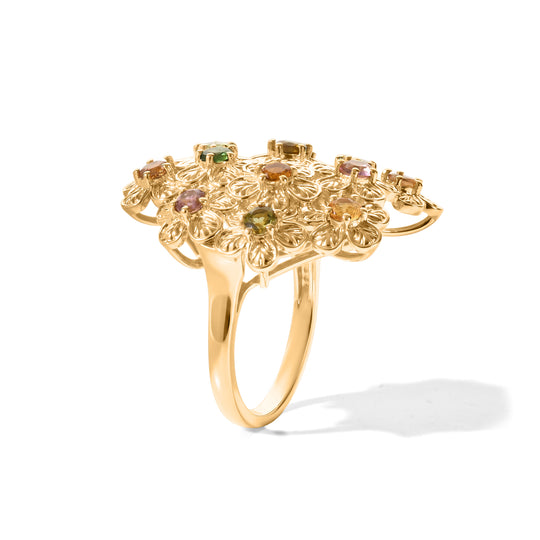 EVER TRUE AA Mehrfarbig-Turmalin Ring 950 Kupfer (Größe 17.00) ca. 1,54 ct