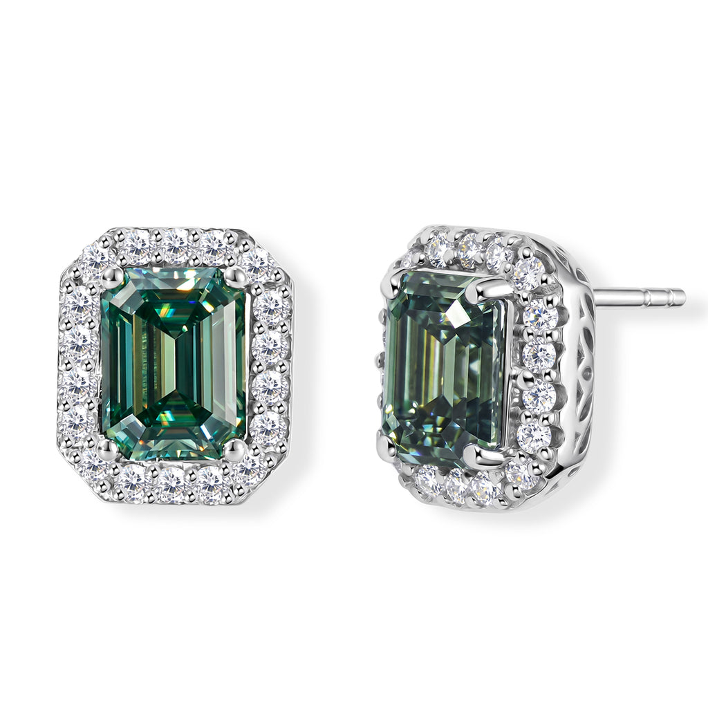 D'Joy AA Grüner Moissanit, Moissanit Ohrringe 925 Silber Rhodiniert ca. 3,55 ct.