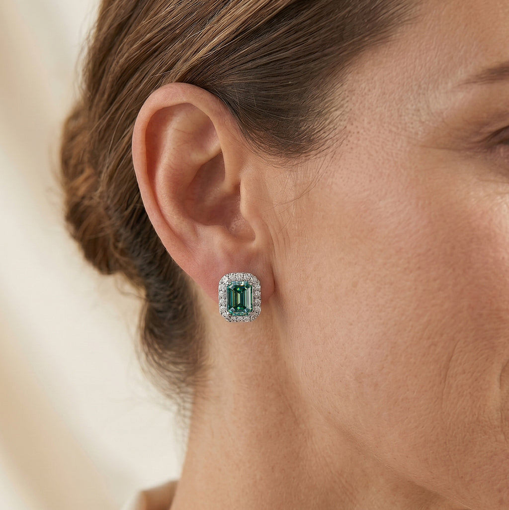 D'Joy AA Grüner Moissanit, Moissanit Ohrringe 925 Silber Rhodiniert ca. 3,55 ct.