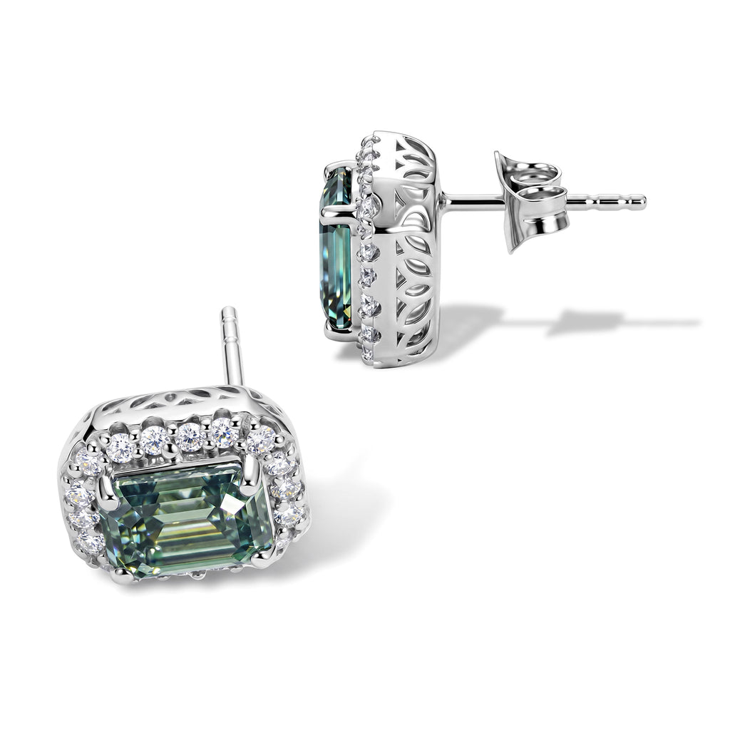 D'Joy AA Grüner Moissanit, Moissanit Ohrringe 925 Silber Rhodiniert ca. 3,55 ct.