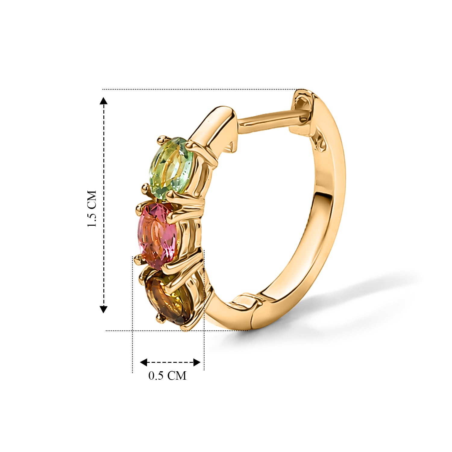EVER TRUE AA Mehrfarbig-Turmalin Ohrringe 950 Kupfer ca. 1,03 ct.